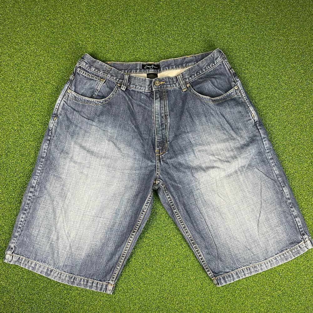 Vintage Sean John Blue Stone Wash Denim Baggy Hip Hop Jean Shorts Sz 40
